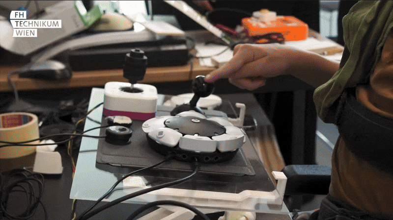 Preview of user using custom controller. A demonstration of user using the final prototype design.